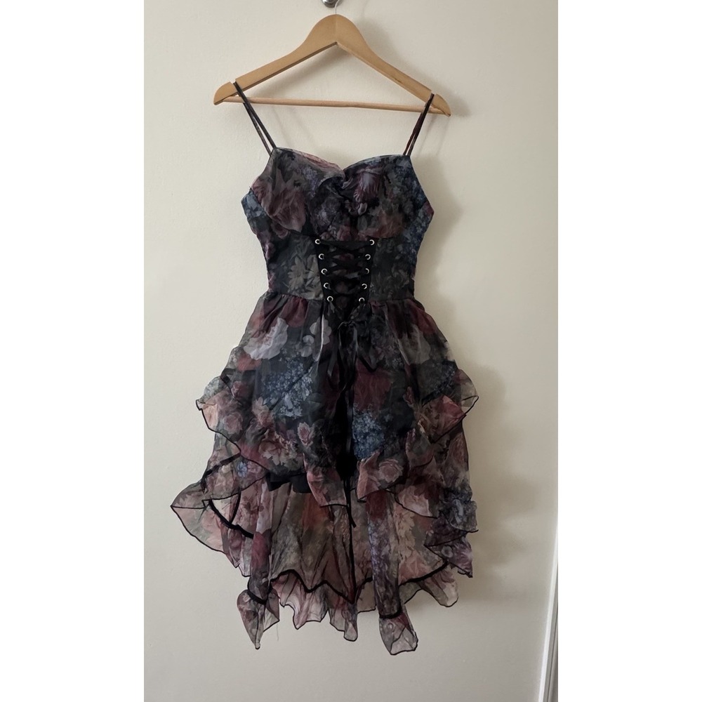 Shein Mod Summer Vintage Elegant Goth Tea Party Dress Womens 6 Hi/Low Purple NWT